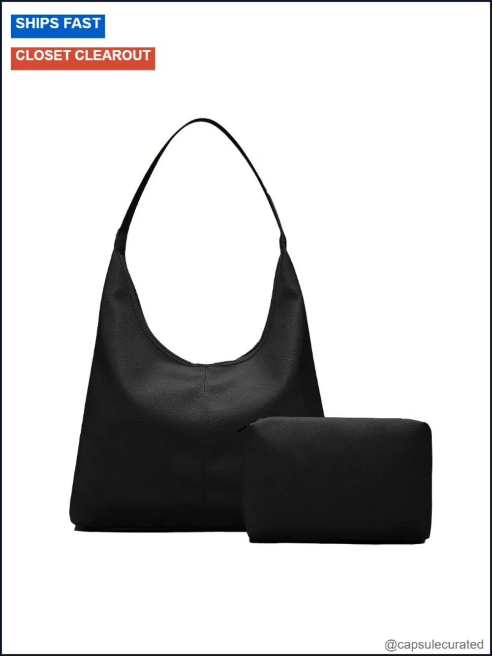 Women's Vegan Leather Hobo Shoulder Bag with Magnetic Closure & Pouch -